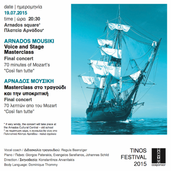 Plakat der Sommerakademie Arnados Mousiki 2015